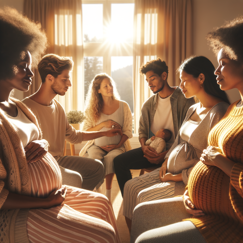 36주에 출산 준비하는 방법: 다양한 인종의 사람들을 담은 시네마틱하고 포토리얼리스틱한 이미지