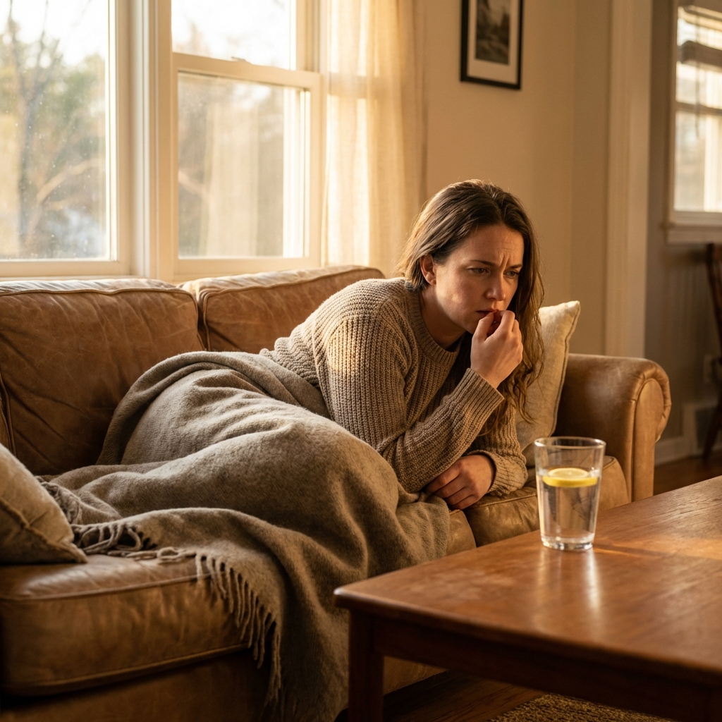 what are unusual early pregnancy symptoms: A photorealistic and cinematic image capturing a serene a