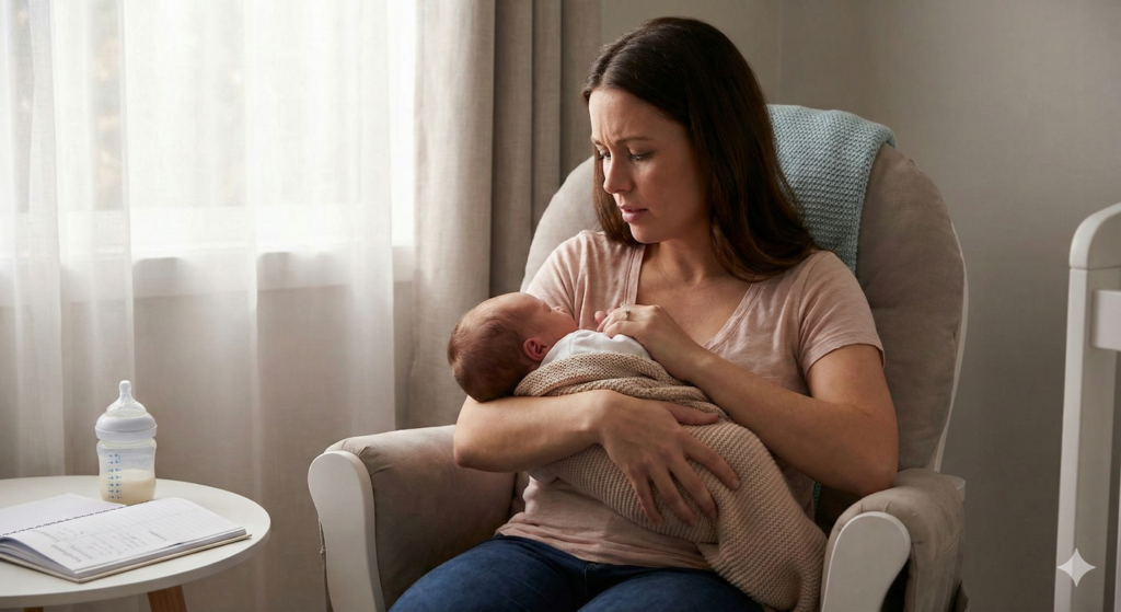 신생아가 충분한 모유를 섭취하지 못하고 있다는 신호: 신생아의 사진처럼 현실적인, 영화 같은 이미지와